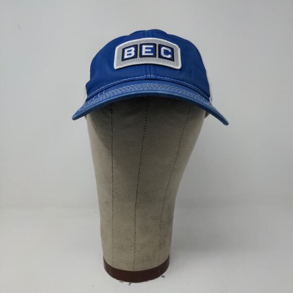 BEC Snapback Meshback Hat Embroidered Logo American Flag Blue White - Picture 2 of 11